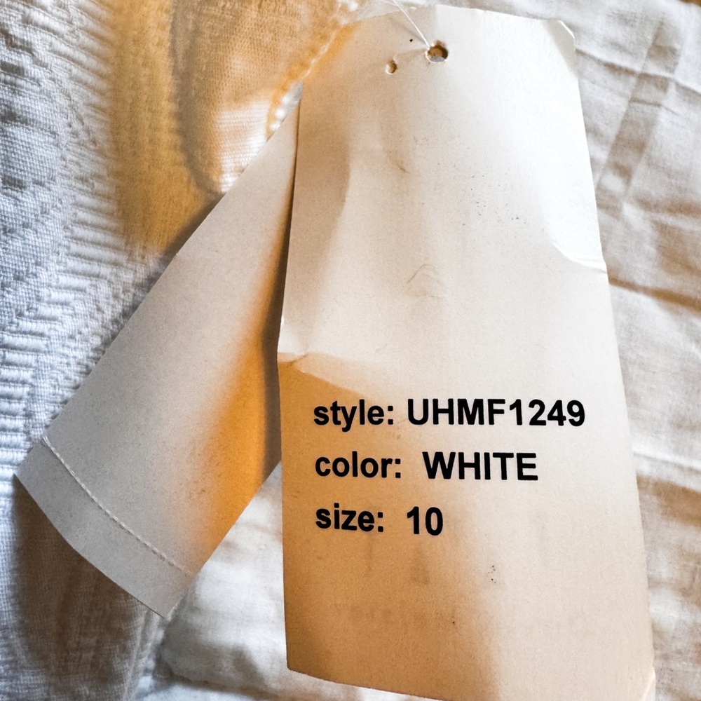 David Meister White Cotton Dress Sz 10 Textured Fully Lined NWT $225 Made in USA - Picture 10 of 14